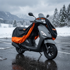 Motorradabdeckung aus 190T Oxford mit Schlossöse und Reflektoren, Schwarz/Orange, M–XXL -    Zorenza