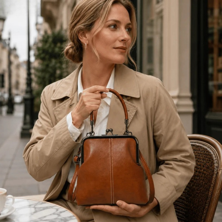 Handtasche Kunstleder mit Vintage-Bügelverschluss -    Zorenza