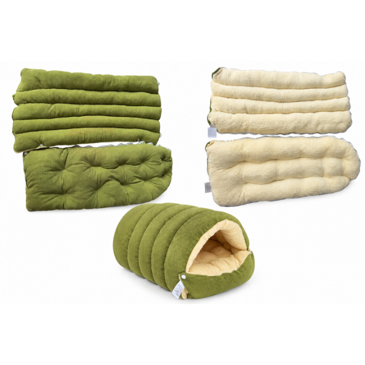 Kuschelhöhle aus Cord mit Plüschfutter – Warmer Rückzugsort für Katzen & Hunde -    Zorenza