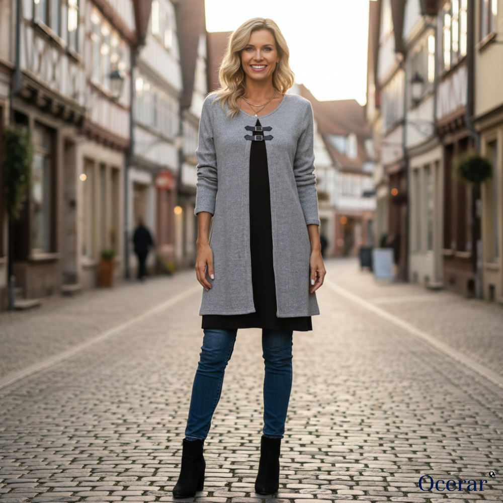 Damen A-Linien-Kleid mit Kunstleder-Schnallen -    Zorenza