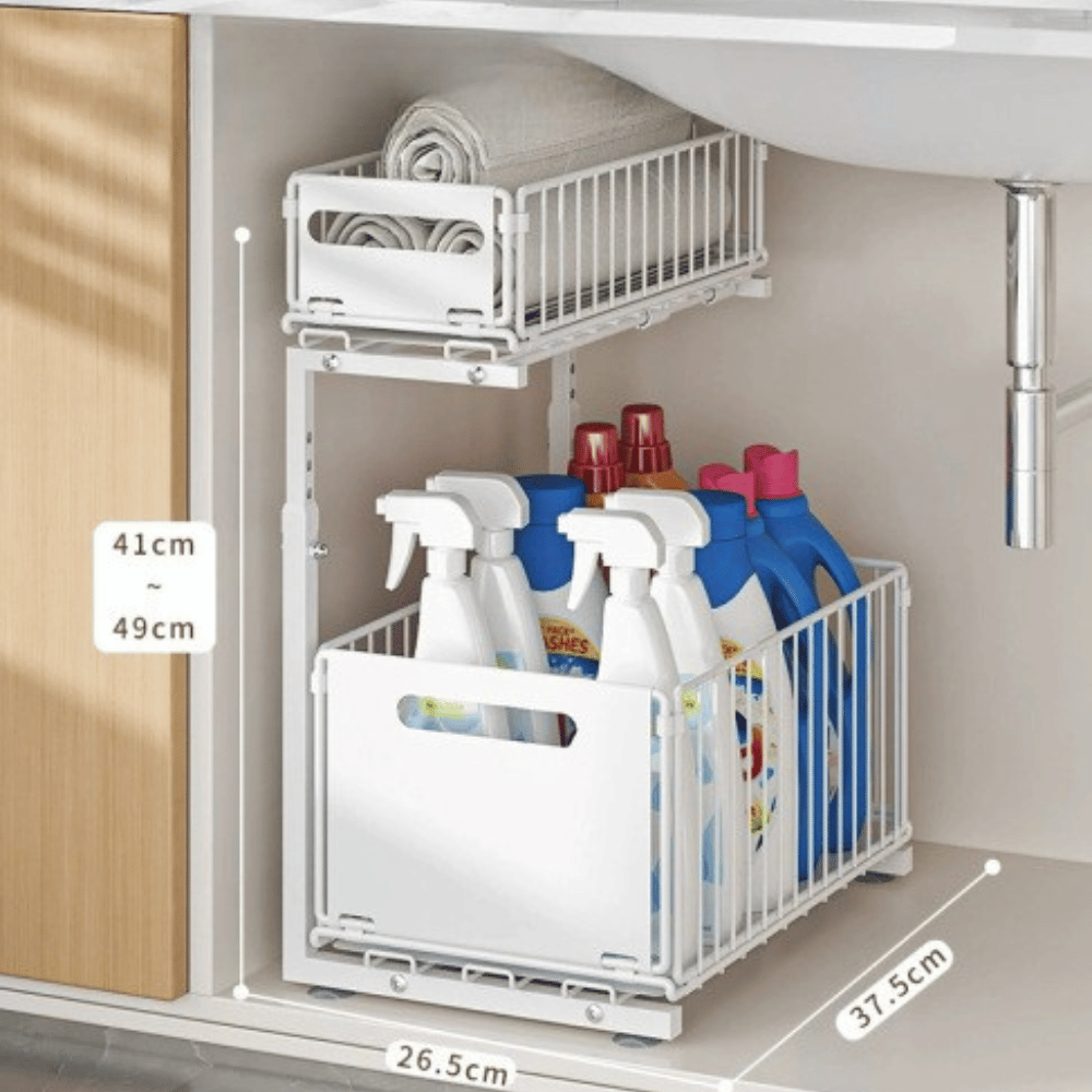 Ausziehbarer Schrank-Organizer aus Carbonstahl – zweistufig Zorenza