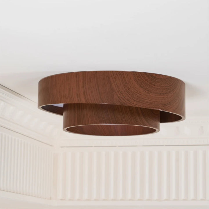 Holz-Deckenleuchte mit integrierter LED – Warmer Walnusston -    Zorenza
