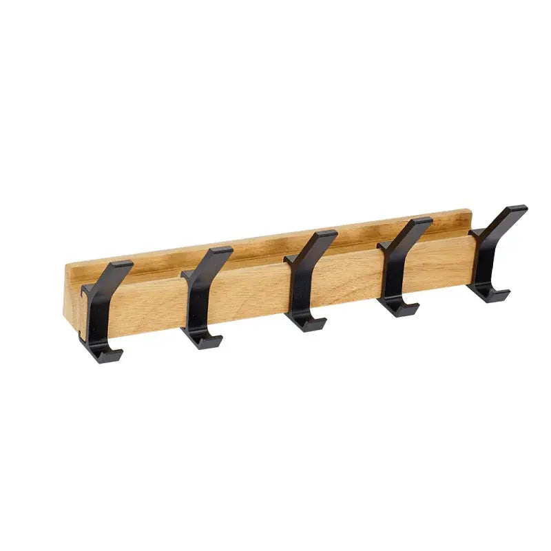 Wandgarderobe mit 5 Doppelhaken – Holz & Aluminium Zorenza