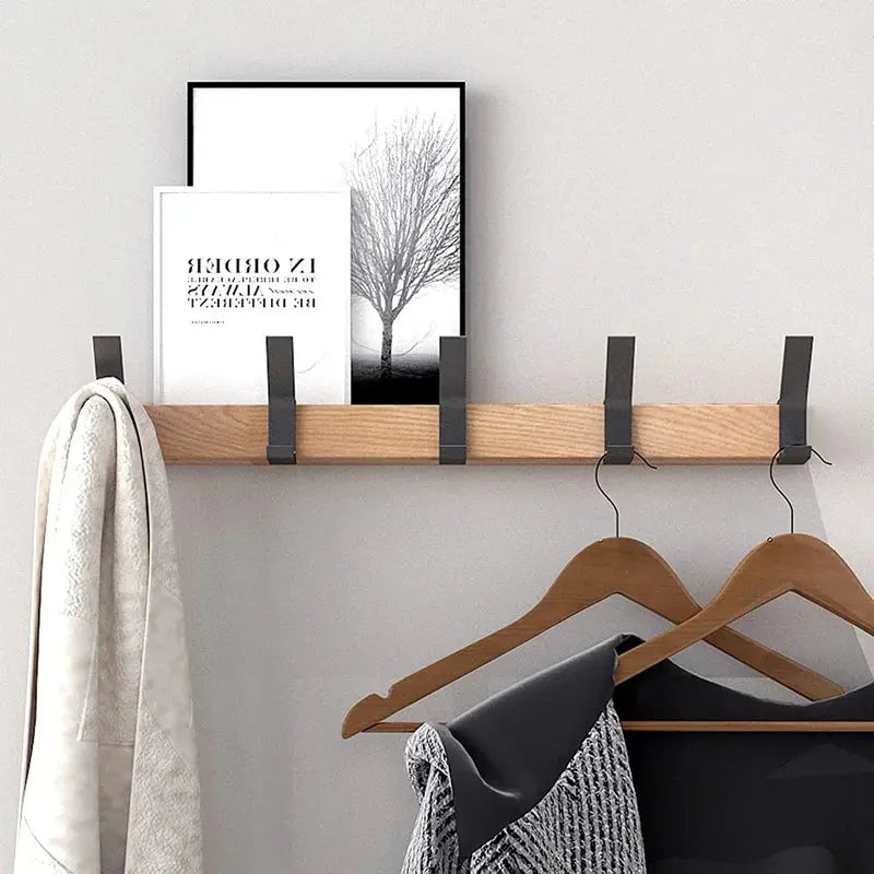 Wandgarderobe mit 5 Doppelhaken – Holz und Metall Zorenza
