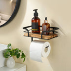 Wandregal mit Toilettenpapierhalter – Metall & Holz Zorenza