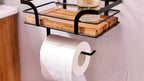Wandregal mit Toilettenpapierhalter – Metall & Holz Zorenza