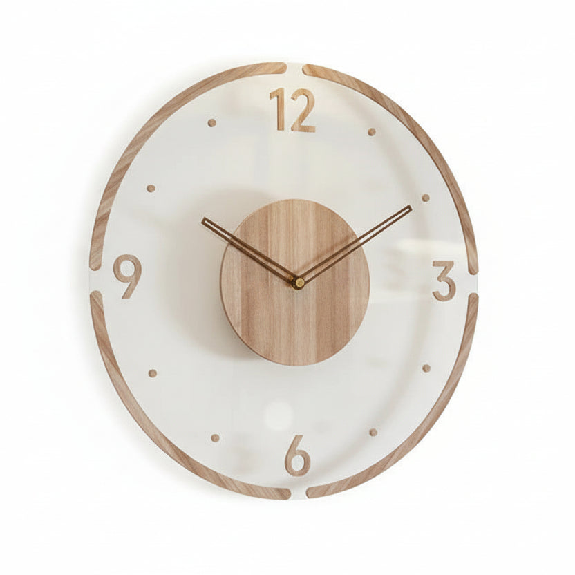 Wanduhr aus Holz mit lautlosem Quarzwerk – Ø 35 cm -    Zorenza