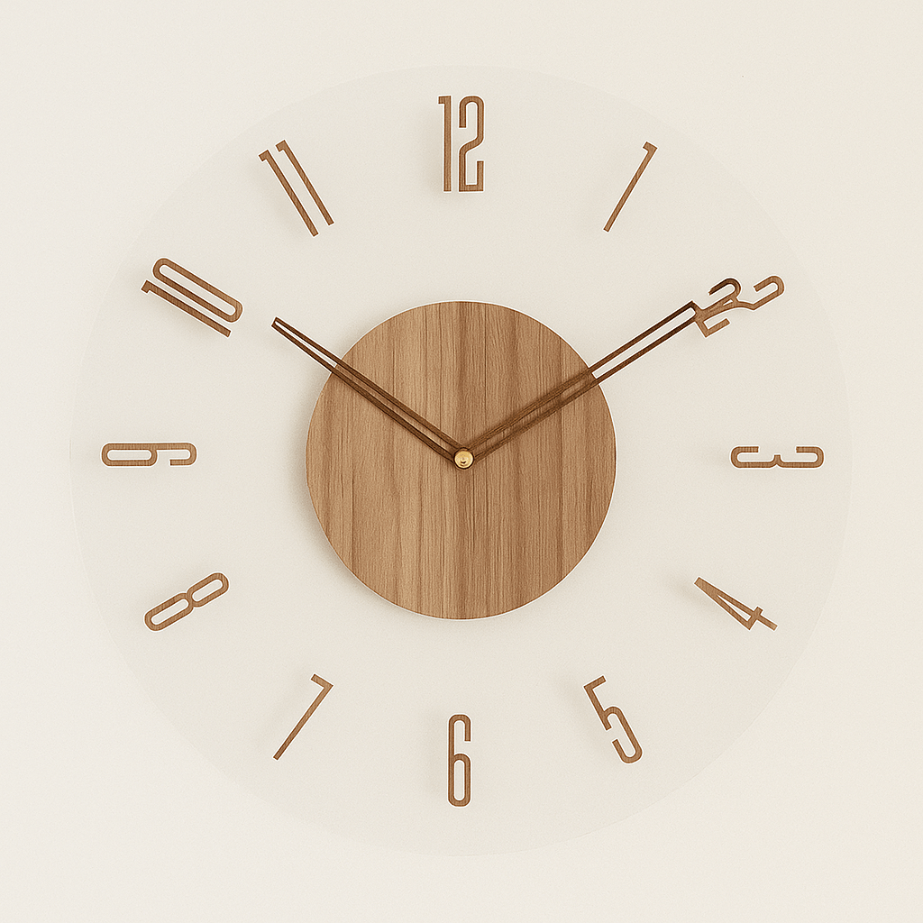Wanduhr aus Holz mit lautlosem Quarzwerk – Ø 35 cm -    Zorenza