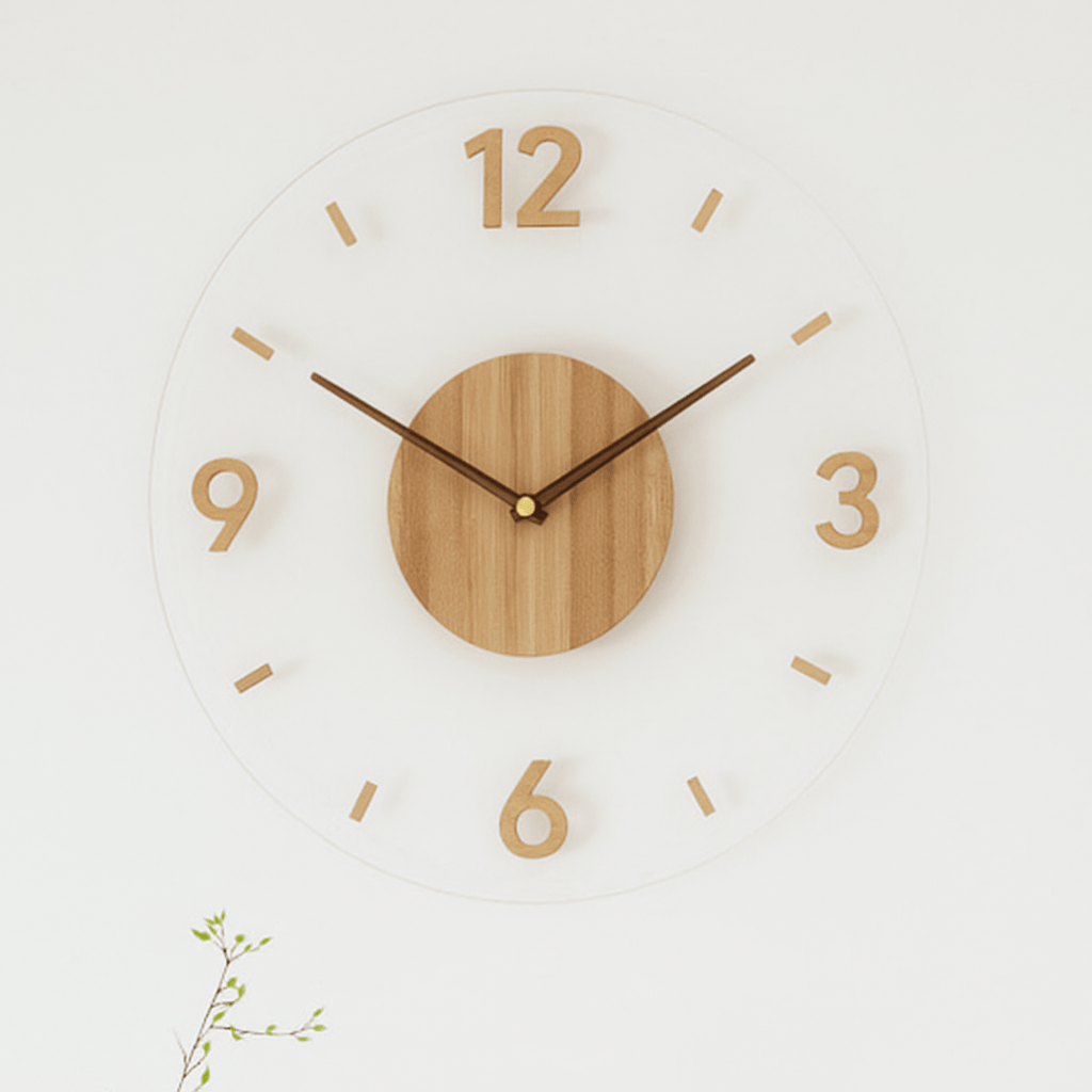Wanduhr aus Holz mit lautlosem Quarzwerk – Ø 35 cm -    Zorenza