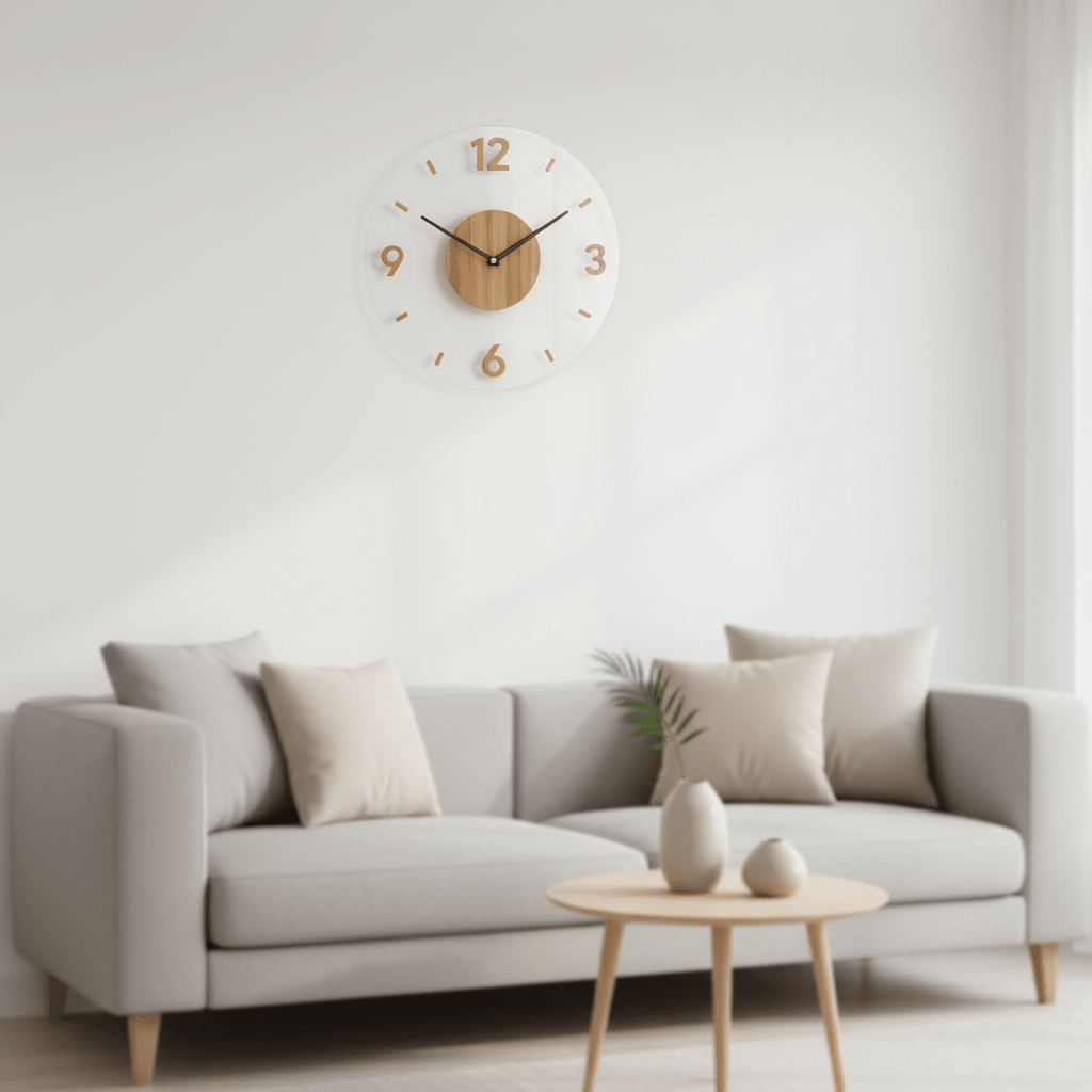 Wanduhr aus Holz mit lautlosem Quarzwerk – Ø 35 cm -    Zorenza