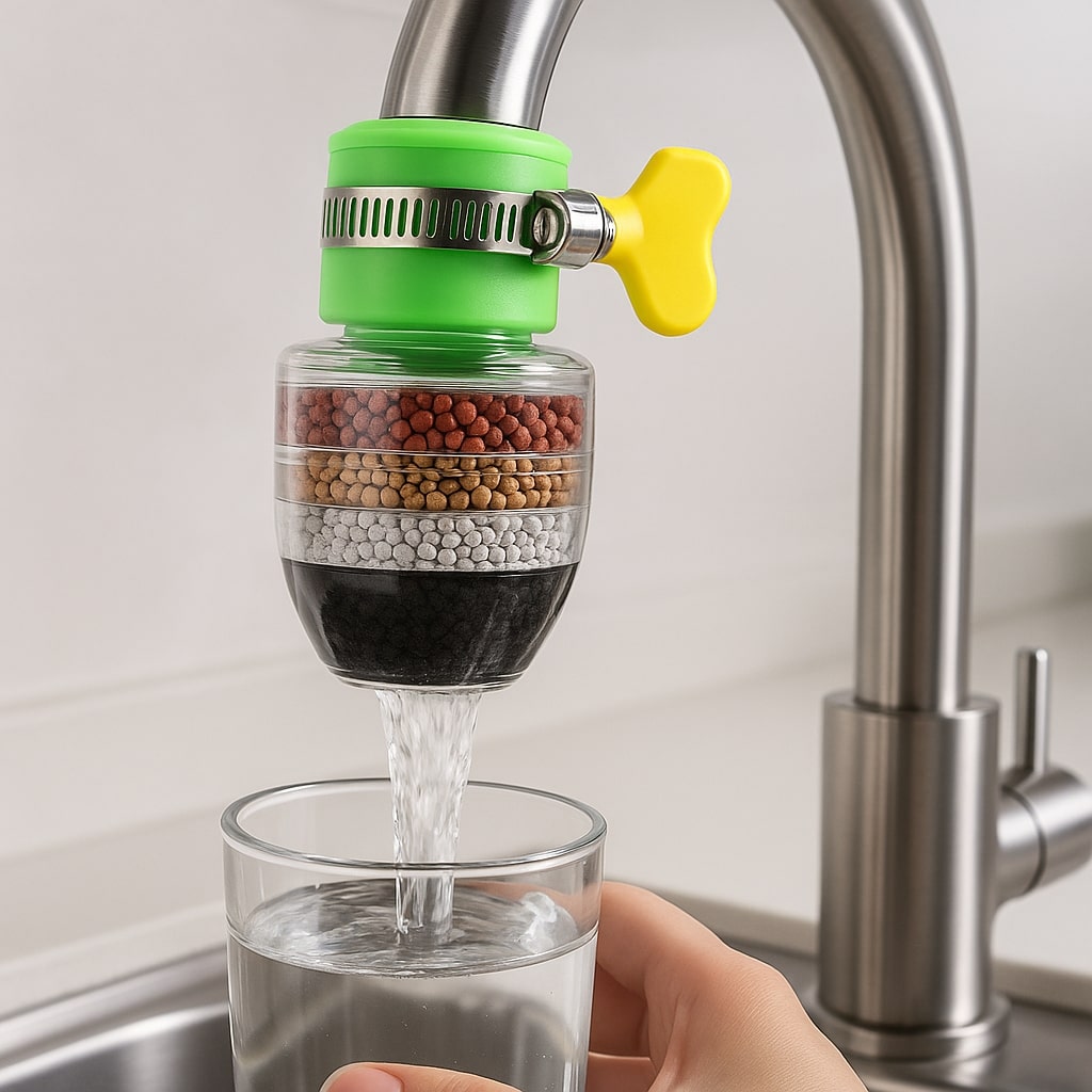 Wasserfilter für Wasserhahn – 5-Schicht Aktivkohle Filtration -    Zorenza