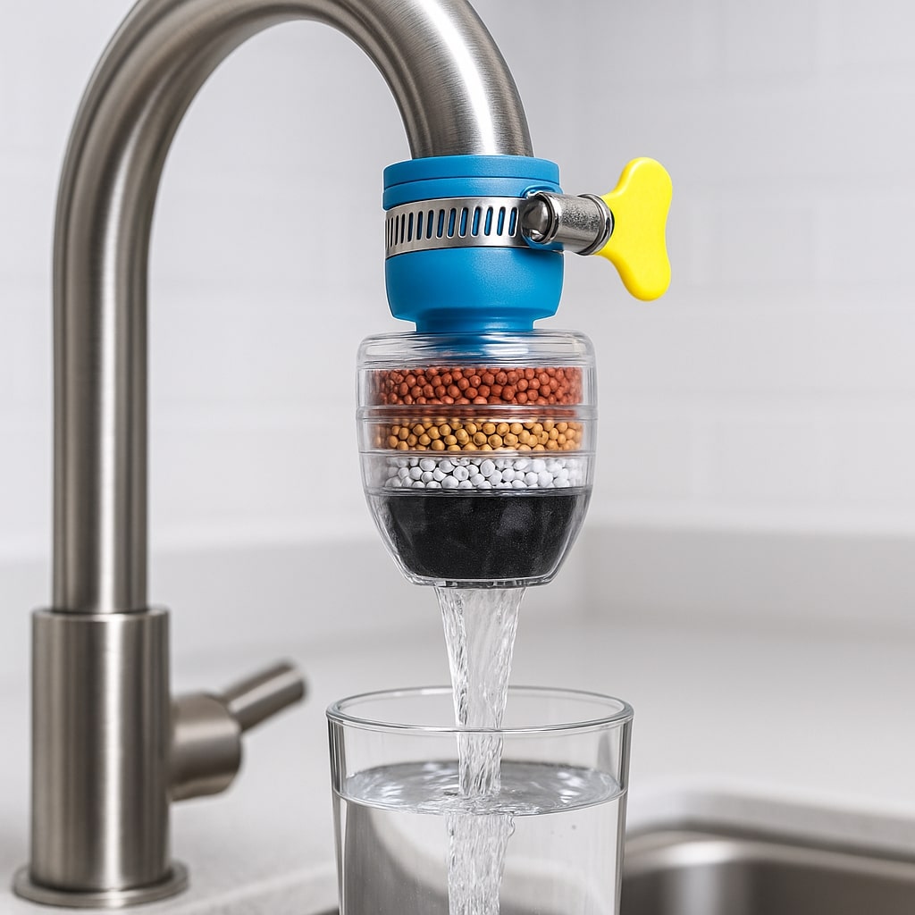 Wasserfilter Wasserhahn 5-Schicht Aktivkohle Chlor- und Kalkfilter -    Zorenza