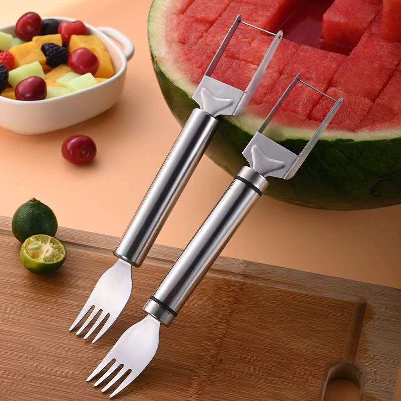 Wassermelonengabel Edelstahl 2-in-1 Schneider und Gabel -    Zorenza