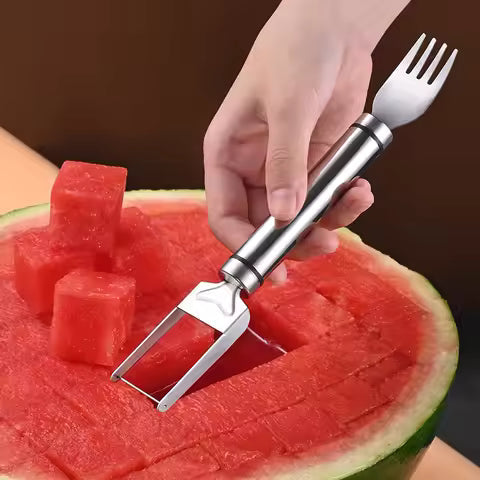 Wassermelonengabel Edelstahl 2-in-1 Schneider und Gabel -    Zorenza