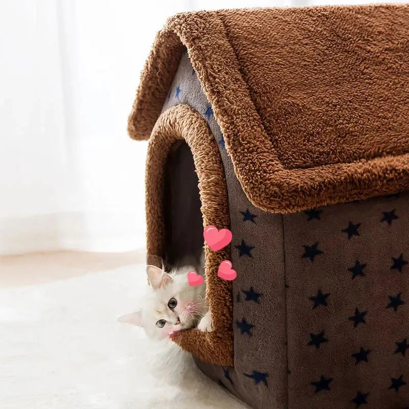 Weiches Tierhaus-Bett – Gemütliches Schlafhäuschen für Katzen & Kleinhunde Zorenza