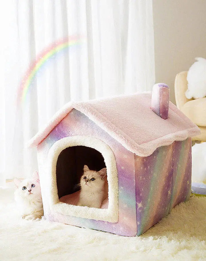 Weiches Tierhaus-Bett – Gemütliches Schlafhäuschen für Katzen & Kleinhunde Zorenza