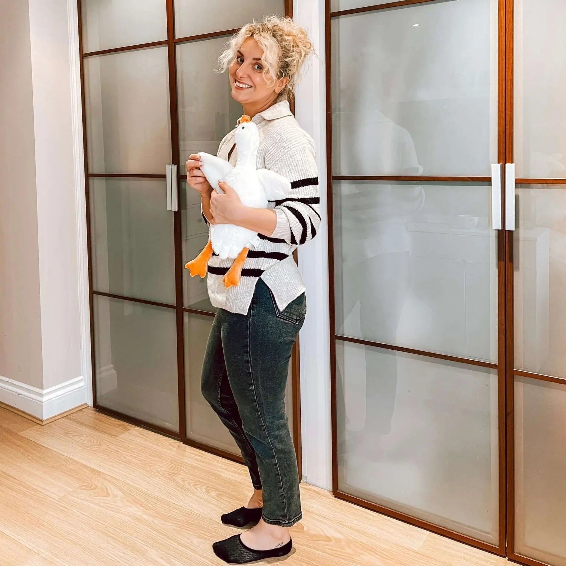 Weißes Gänseplüsch-Kissen Zorenza