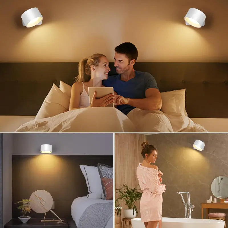 Wiederaufladbare LED-Wandleuchte mit 360°-Schwenkkopf – Touch-Bedienung, Keine Verkabelung Zorenza