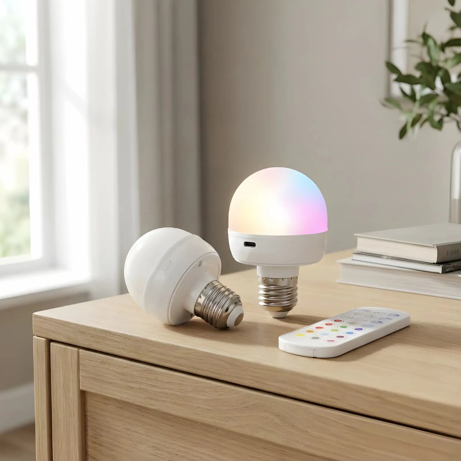 Wiederaufladbare RGB-LED-Lampe E27 mit Fernbedienung – Keine Verkabelung nötig Zorenza