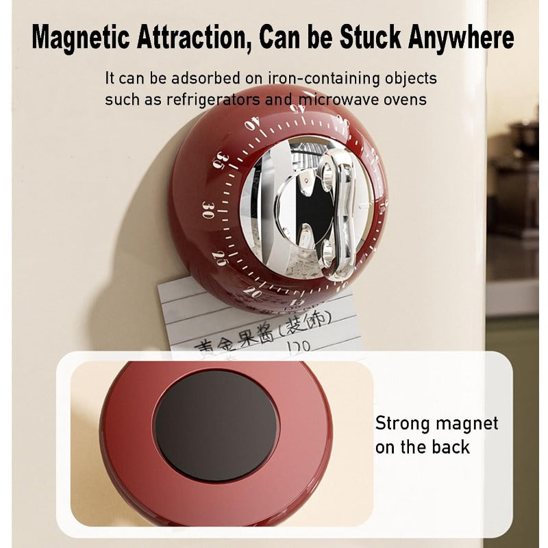 Mechanical Kitchen Timer Stainless Steel with Magnetic Base – 55 Minutes, No Power Needed, Precise Timing for Baking and Cooking – Zorenza