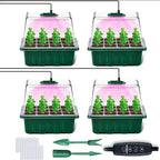 Anzuchtschalen-Set mit LED-Pflanzenlampe und Feuchtigkeitshaube – 4er-Set Zorenza