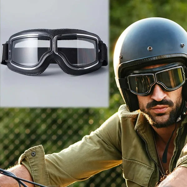 Motorradbrille im Vintage-Stil mit klarer Sicht -    Zorenza