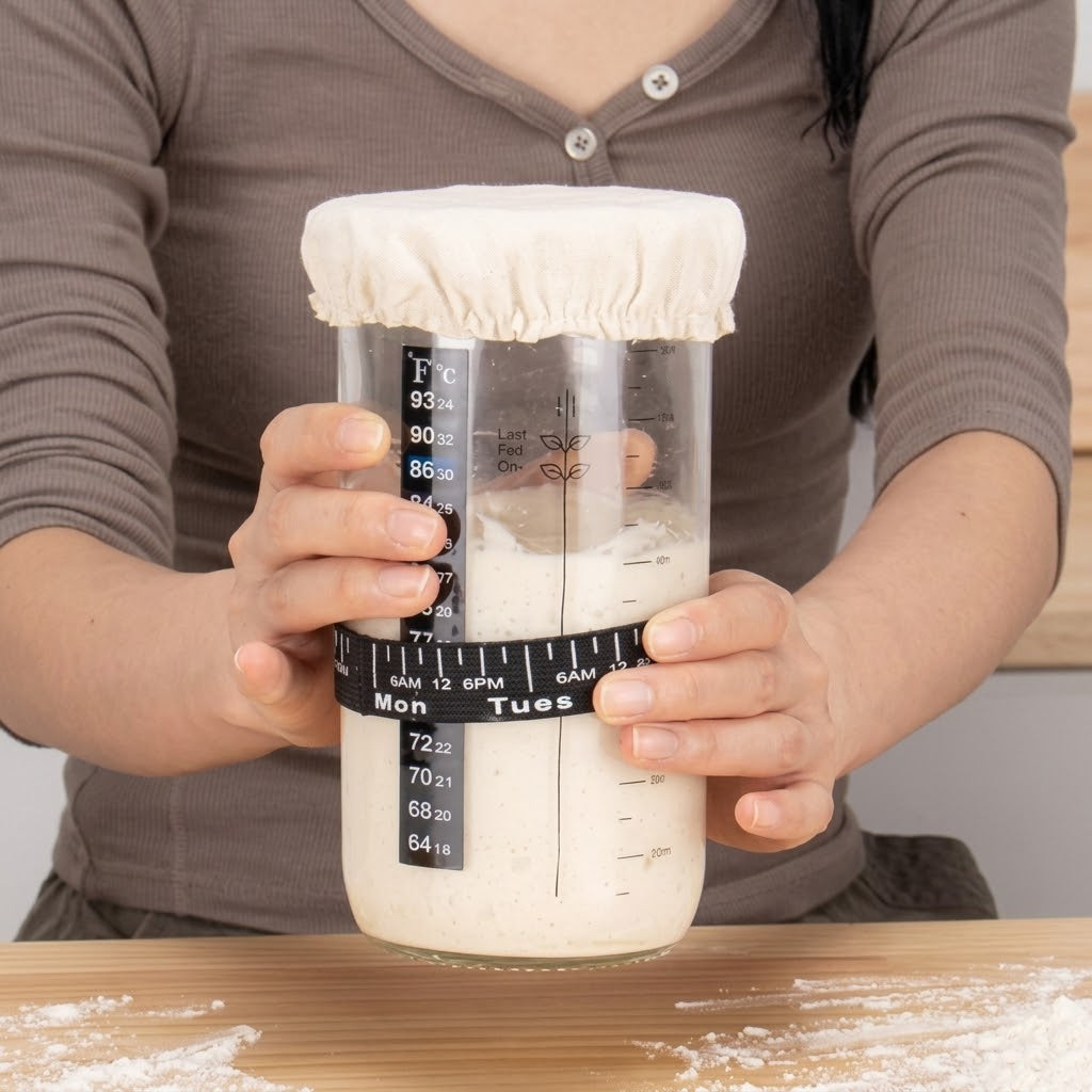 Sauerteig-Set mit Temperaturüberwachung und Silikon-Gärnester -    Zorenza