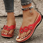 Damensandalen mit Blumendetail und Keilsohle -    Zorenza
