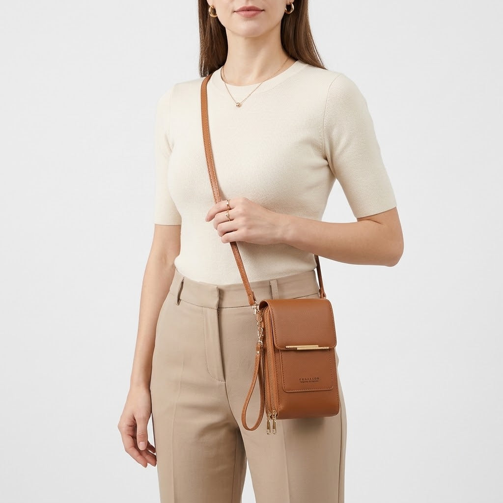 Handytasche zum Umhängen mit Touchscreen-Fach, PU-Leder, bis 6,7 Zoll -    Zorenza
