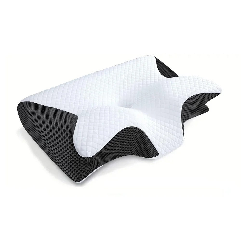 Ergonomisches Nackenstützkissen mit Memory-Foam – Weiß/Grau Zorenza