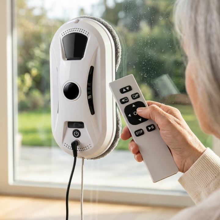 Fensterputzroboter 2800 Pa mit Notstrom-Akku, Sicherheitsseil und Fernbedienung -    Zorenza
