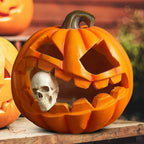 Halloween Kürbis Deko mit Totenschädel aus Harz -    Zorenza