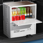 Faltbare Aufbewahrungsbox mit Holzdeckel für Camping -    Zorenza