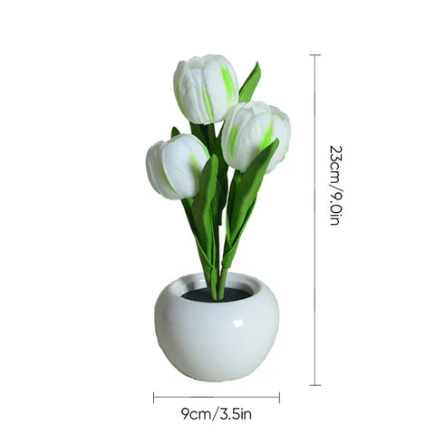 Tulpen-LED-Tischlampe im Keramiktopf – Warmes Dekorlicht Zorenza