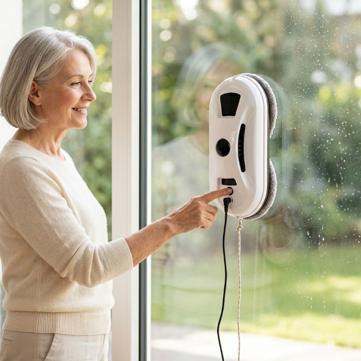 Fensterputzroboter 2800 Pa mit Notstrom-Akku, Sicherheitsseil und Fernbedienung -    Zorenza