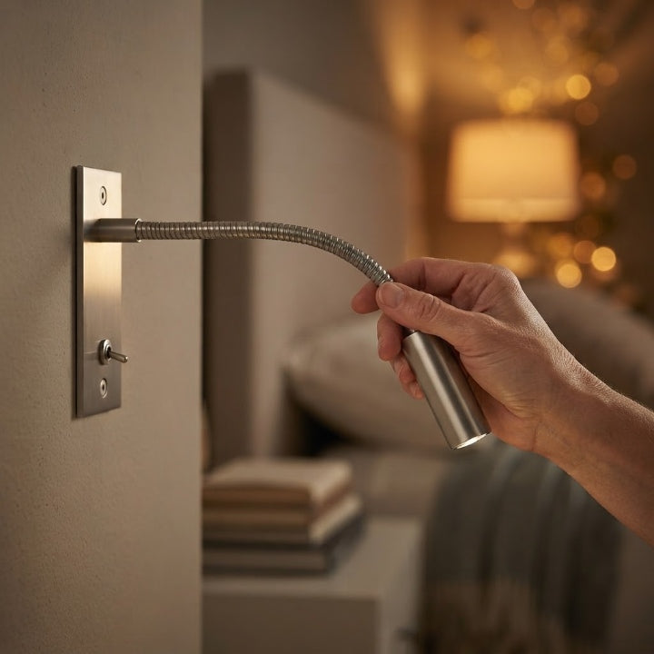Verstellbare Wandleselampe mit Schwanenhals-Arm, 3 Lichtfarben (3000–6000 K) -    Zorenza