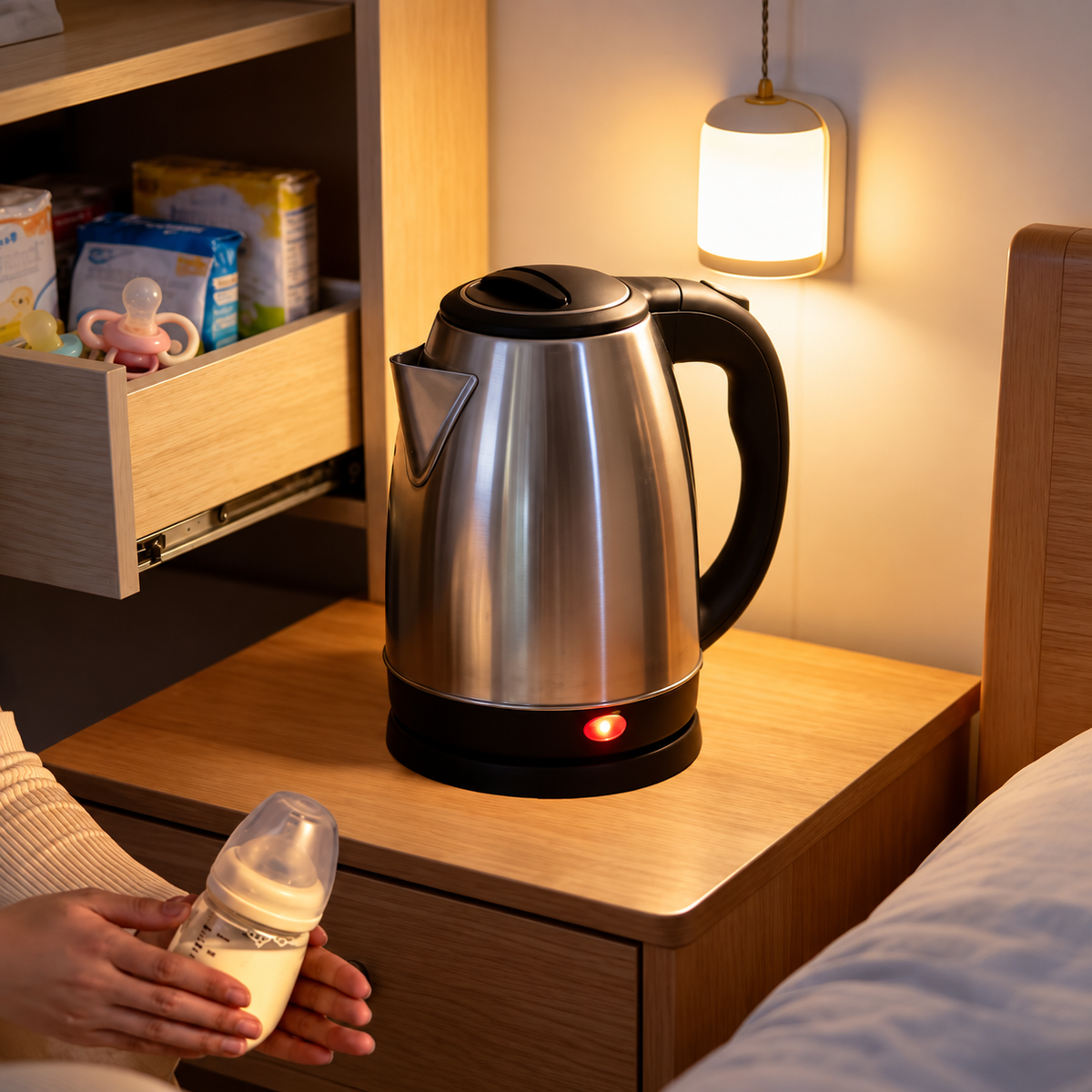 Wasserkocher Edelstahl 1500 W mit schwarzem Griff -    Zorenza