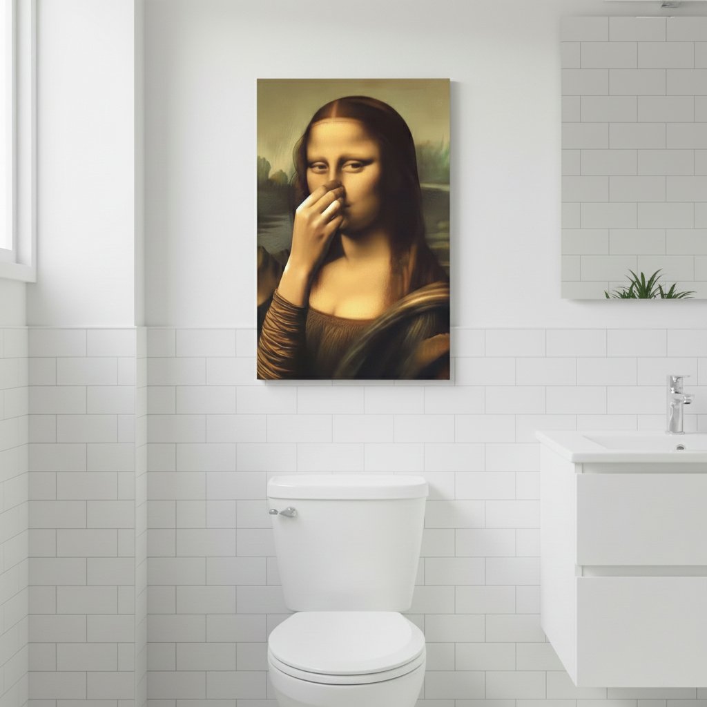 Badezimmer-Leinwandbild – Humorvoller Renaissance-Damen-Druck - Zorenza