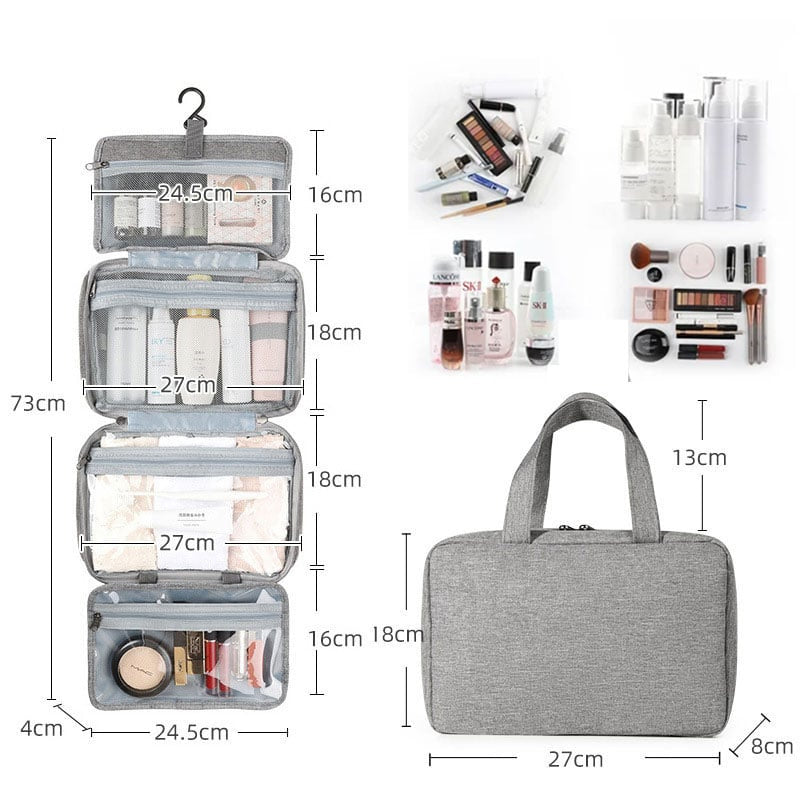 Kulturtasche zum Aufhängen mit 4 Fächern und wasserdichtem Material -    Zorenza