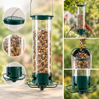 Vogelfutterspender Eichhörnchensicher mit 4 Futterstellen -    Zorenza