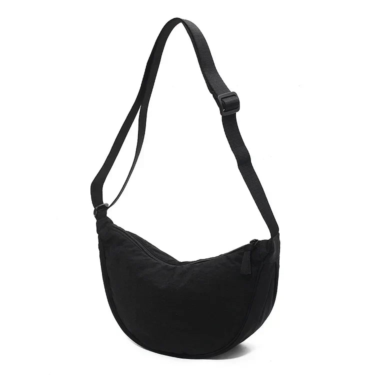 Schultertasche Stoff mit verstellbarem Gurt – Halbmond-Design -    Zorenza
