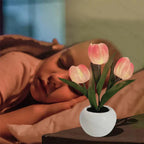 Tulpen-LED-Tischlampe im Keramiktopf – Warmes Dekorlicht Zorenza