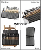 Pinselset 24-teilig mit Rollmappe – 7 Pinselformen und Malmesser -    Zorenza