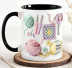 Keramiktasse mit Häkel-Motiven -    Zorenza