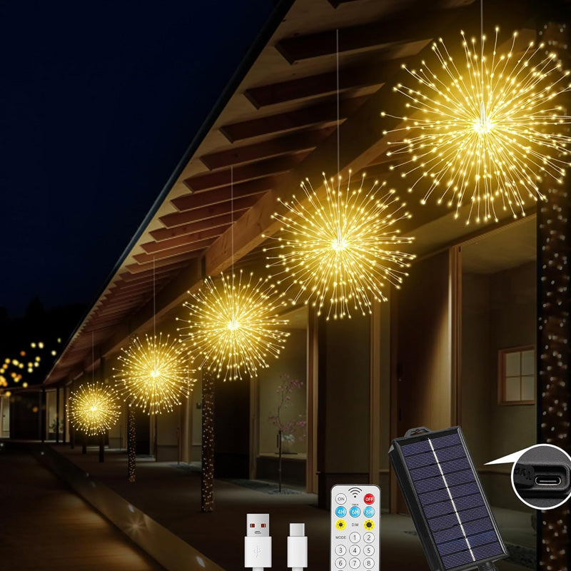 Solar-Feuerwerkslichter – Automatische LED-Dekoration für den Außenbereich Zorenza