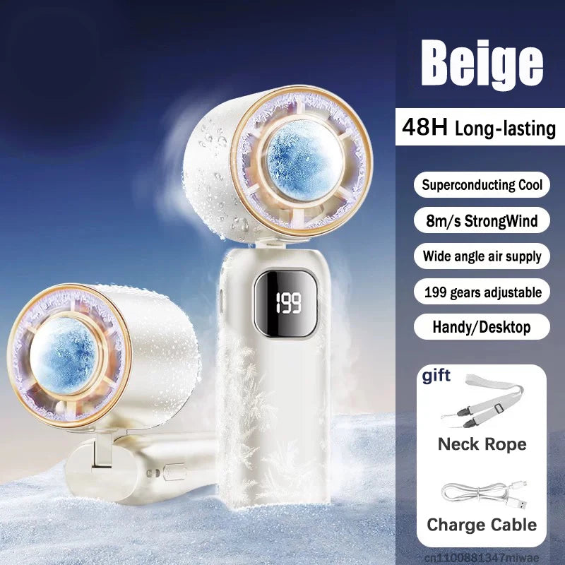 Turbo-Handventilator mit Eis-Kühlfunktion und LED-Display -    Zorenza