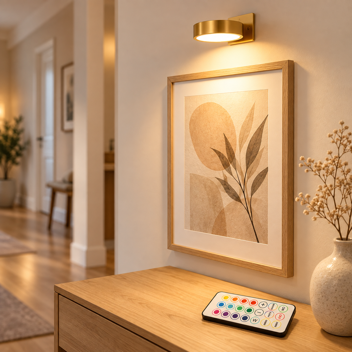 LED Bilderleuchte kabellos & magnetisch, 13 Farben RGB mit Fernbedienung, dimmbar, Timer, batteriebetrieben -    Zorenza