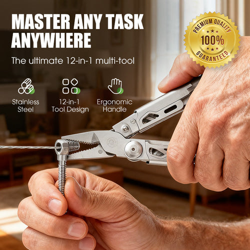 12-in-1-Klappmultitool mit Zange – Kompakter Edelstahl Zorenza