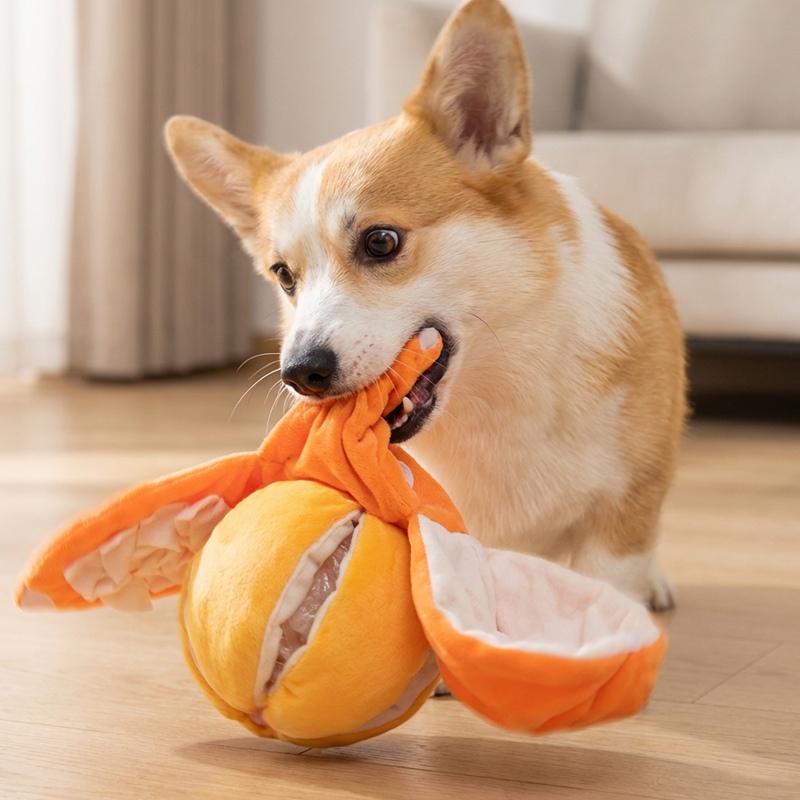 Interaktives Plüsch-Hundespielzeug mit Quietscher – Versteck-Puzzle für Leckerchen Zorenza