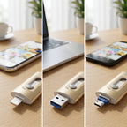 USB-Stick 3-in-1 für iPhone, Android und PC: Lightning, USB-C, USB 3.0 -    Zorenza